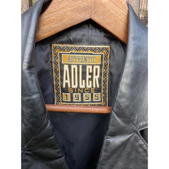 Adler Vintage Men's Black Authentic Collared Leather Motorcycle Biker Vest - Picture 3 of 9